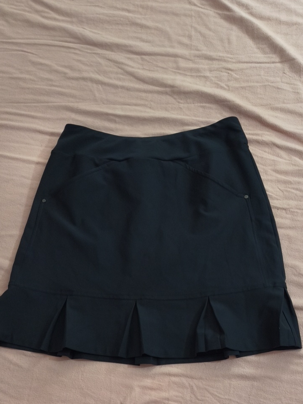 Tail Black Mini Skirt with Box Pleat Hem